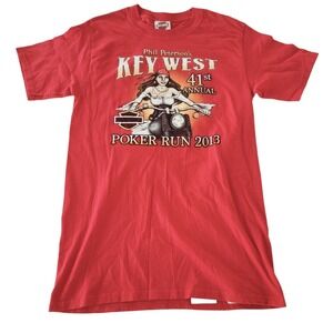 Harley Davidson Men's T-Shirt Key West Poker Run 2013 Deadstock RK Strathman Red